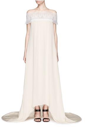 زفاف - SELF-PORTRAIT Guipure lace off-shoulder silk wedding gown