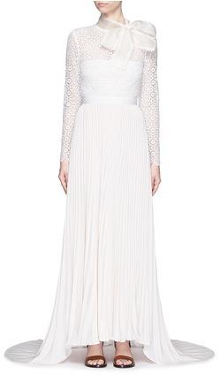 زفاف - SELF-PORTRAIT Pussybow long sleeve lace pleated wedding gown