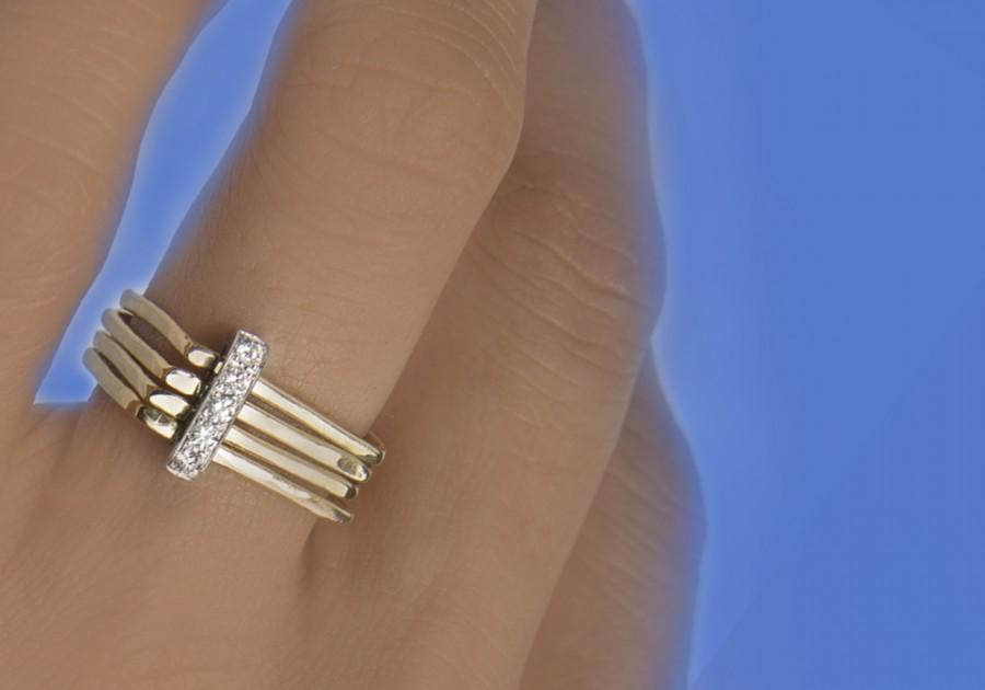 زفاف - Diamonds pave square band ring