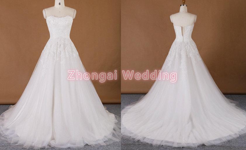 Mariage - Wedding dress, bridal gown, bridal dress, sequin wedding dress, lace bridal gown, big train bridal dress, long wedding dress, Tulle dress