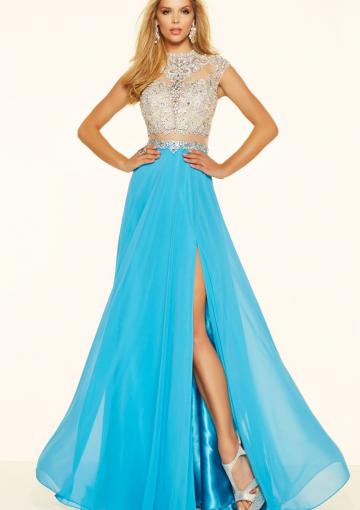 Свадьба - Chiffon White Blue Ruched Straps Two-piece Split Front A-line Crystals Sleeveless
