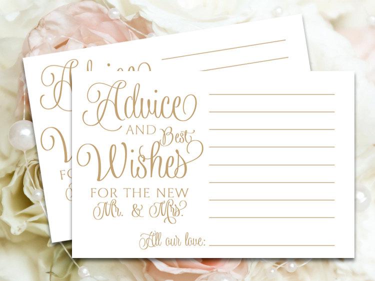 Свадьба - Advice for the Newlyweds cards - 4 x 6 - DIY Printable cards in "3 Wishes" antique gold script - PDF and JPG files - Instant Download