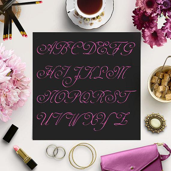 Wedding - Pink Font / Glitter Letters Clip Art / Pink Glitter Alphabet / Pink Glitter Alphabet Clipart / Coupon Code: BUY5FOR8