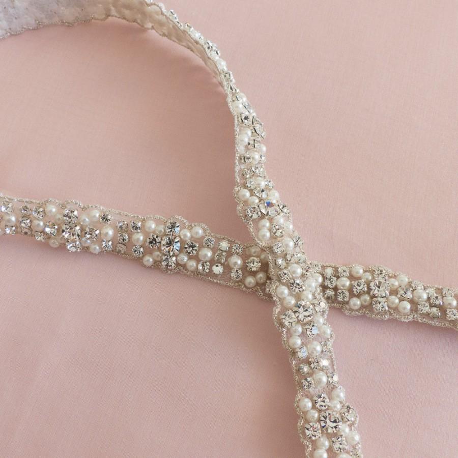 Mariage - Wedding belt, bridal belt, Swarovski belt, Pearl belt, Swarovski crystal and pearl belt, wedding sash belt, jeweled belt, wedding dress belt