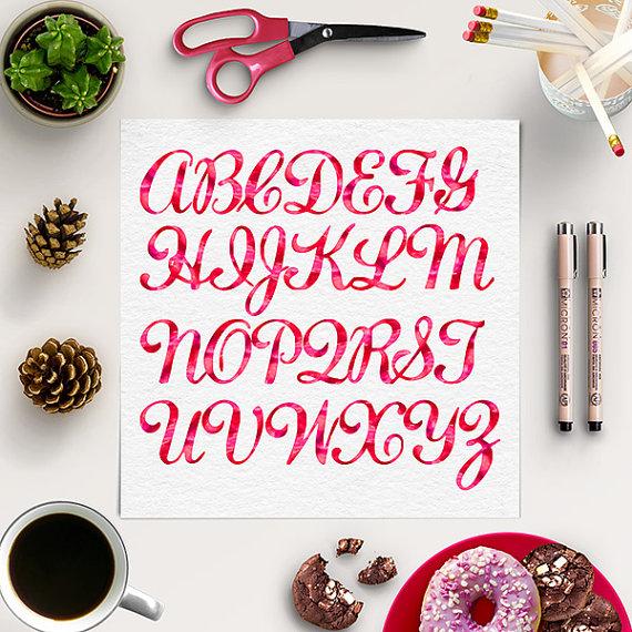 Свадьба - BUY 5 FOR 8, Red Watercolor Alphabet, Red Letters, Digital Font, Watercolor Letters Clip Art, Calligraphy Font