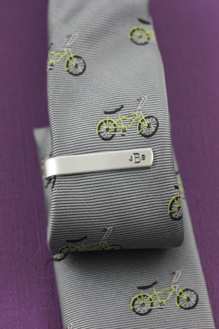 Свадьба - SALE - Ring Bearer Tie Bar - Personalized Tie Bar -  Monogram Tie Clip - Siler  - Ring Bearer Gift - Gifts for Little Boy - Baptism Gift