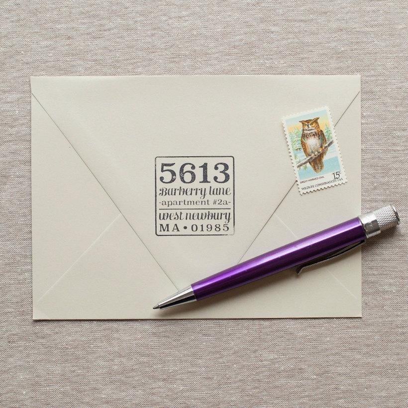 Mariage - Self Inking Return Address Stamp or wood handle HOUSE NUMBER Design Interchangeable custom stamp, minimal address stamp house numbers