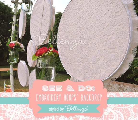زفاف - See & Do: Craft A Wedding Dessert Table Backdrop With Embroidery Hoops!