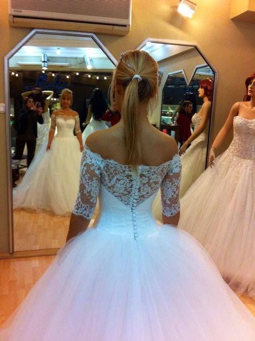 Wedding - Cute Lace Off Shoulder Bridal Wedding Dress Ball Gowns Size 2 4 6 8 10 12 14 16 