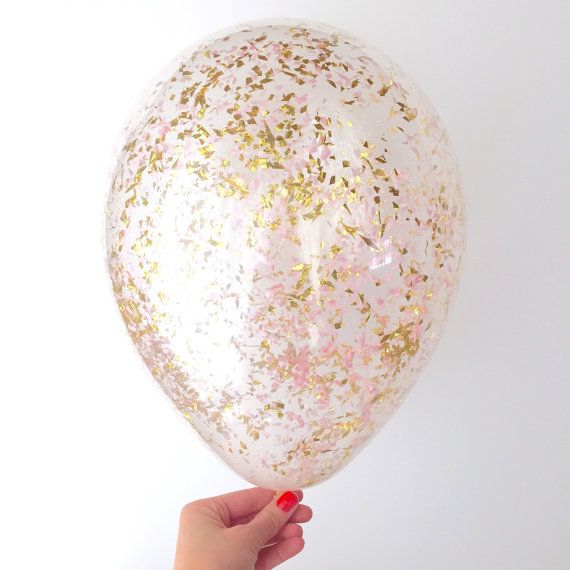 زفاف - Pink   Gold Confetti Balloons 