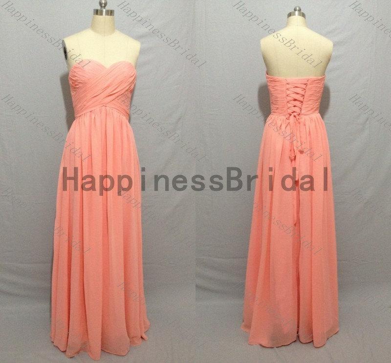 Mariage - Coral long prom dress,long bridesmaid dress,fashion bridesmaid dresses,simple evening dress,formal evening dress,hot sales dress
