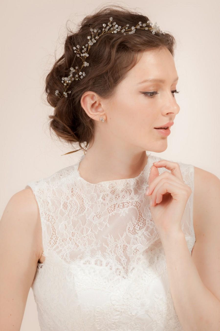 زفاف - Bridal hair vine, crystal headband, crystal headpiece, sparkle hair vine, twinkle wave hair vine with Swarovski crystals --  Style 340