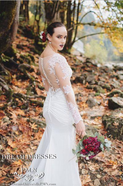 زفاف - Long Sleeve Satin Wedding Dress (#SS16109)
