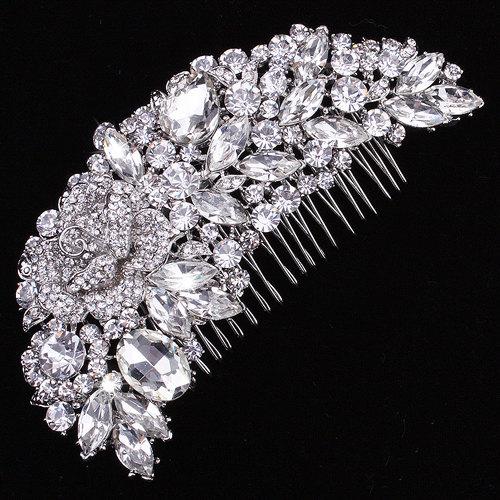 Свадьба - SALE Bridal Wedding Swarovski Crystal Flower - Large Hair Comb - Wedding Hair Accessories
