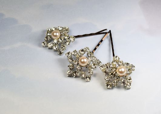 Wedding - Swarovski Pearl Hair Pins, Set of 3, Wedding Hair Pins, Crystal Hair Pin, Star hair Pins, Wedding Jewelry, Bridal Hair Pins, Pearl Hair Pins