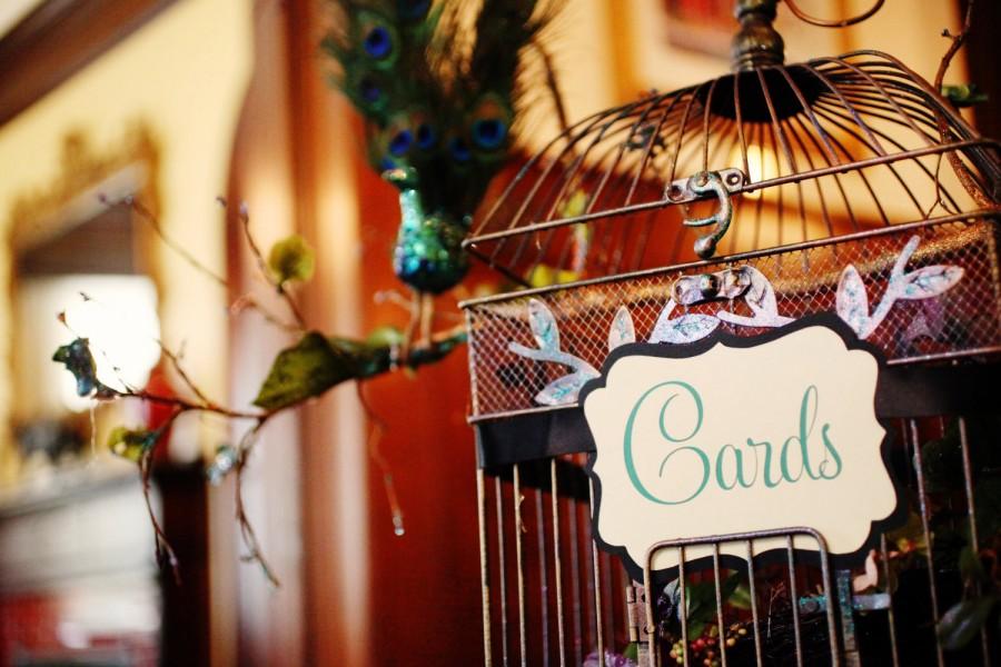 زفاف - Wedding Gift Cards Sign for Box Birdcage or Basket - Available in 2 Sizes & Custom Colors