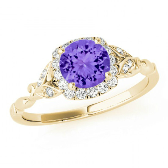 زفاف - Tanzanite & Diamond Vintage Inspired Willow Engagement Ring - Leaf Vine Rings - Gemstone Rings for Women - Tanzanite Rings - Anniversary
