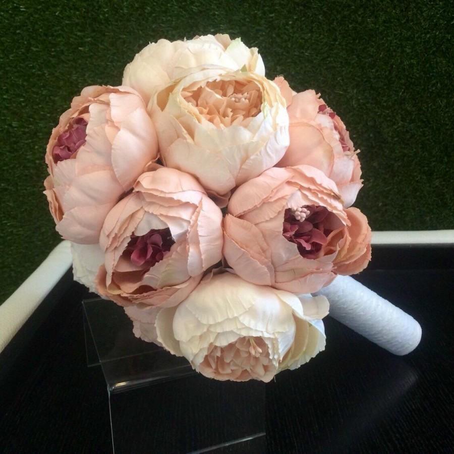 Hochzeit - Blush Peony Wedding Bouquet, Pink Peony Bouquet, Peony Wedding Bouquet, Blush and Cream Bouquet, Pale Pink Peony Bridal Bouquet, Silk Peony