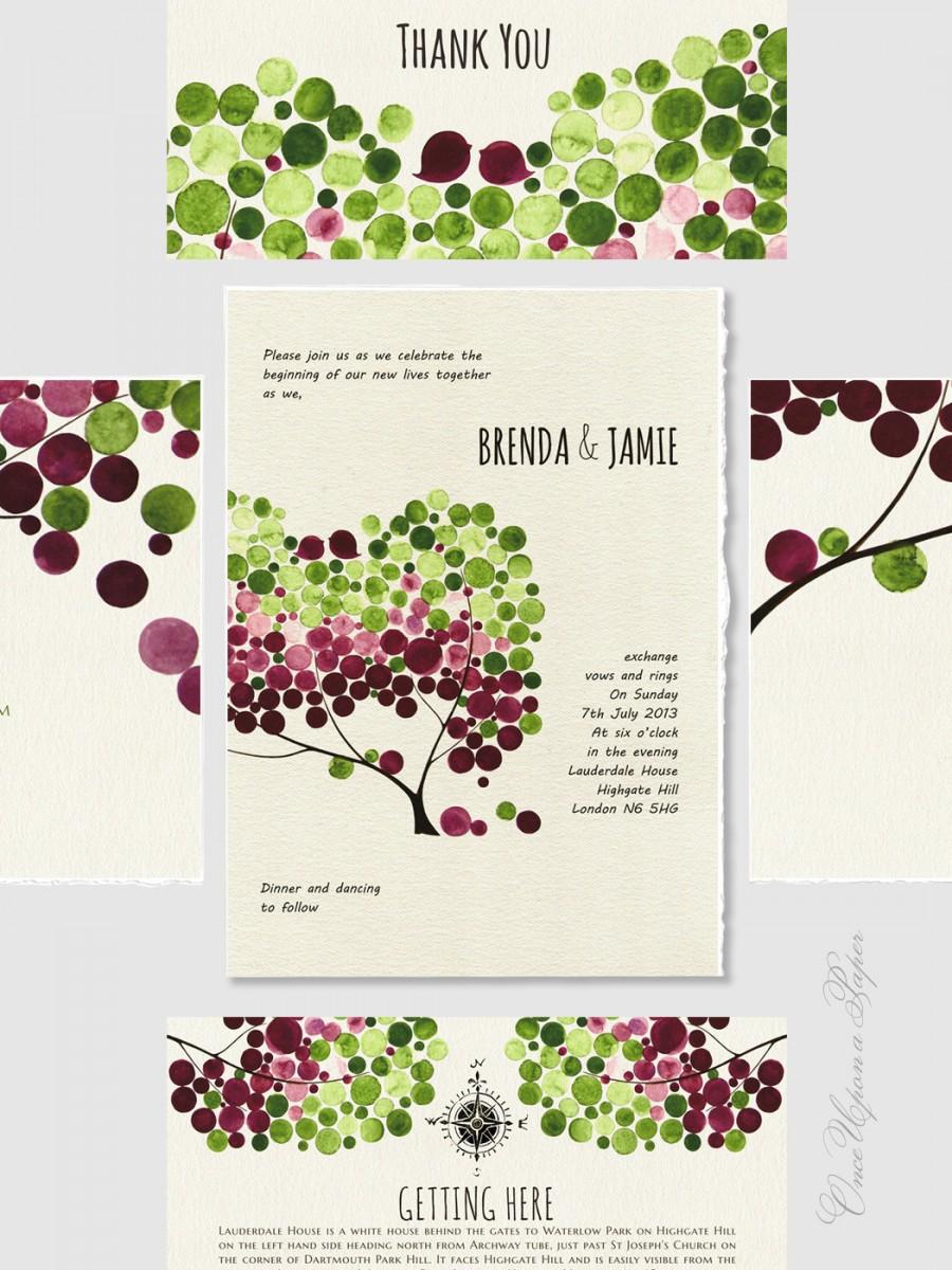 Wedding - Escort & Place Cards Wedding Invitation Design Set Printable - Save the Date Wedding Invitations rsvp Thank You Cards - Abstract Tree