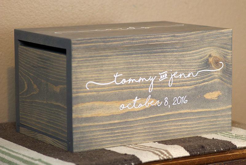 Свадьба - Personalized Wedding Card Box, Money Box, rustic card box, unique card box, wood card box, wedding advice box, rustic wedding decor