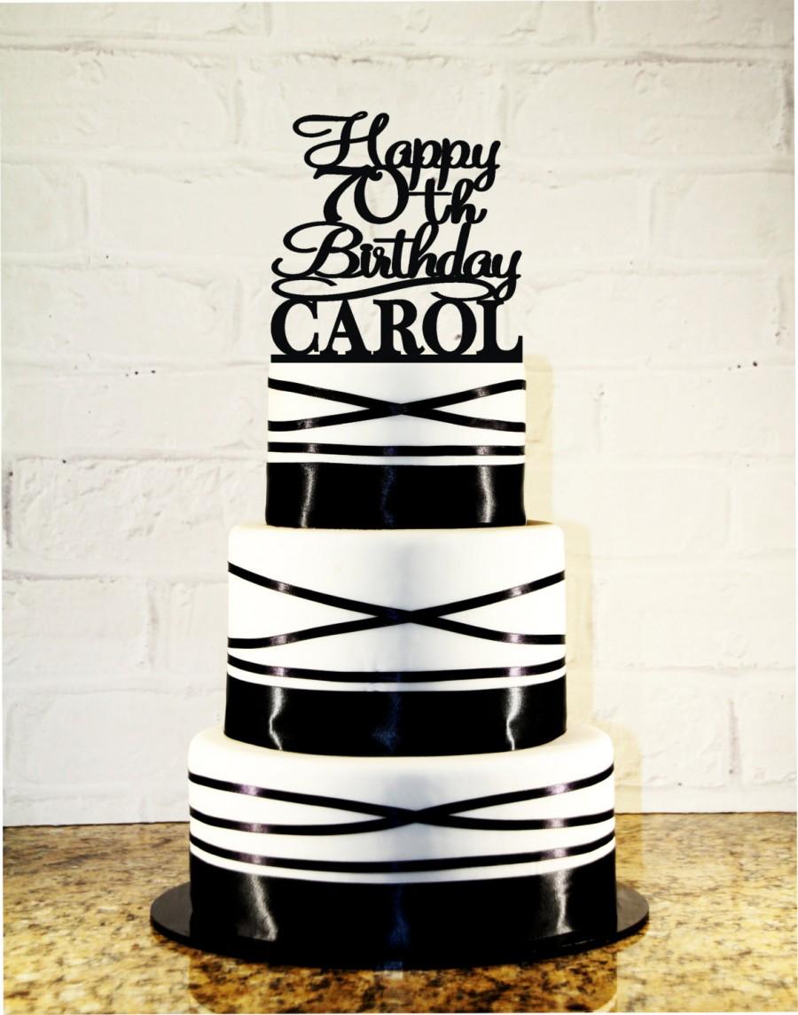 زفاف - 70th Birthday Name Cake Topper - 70 Years Loved Custom - 70 Years Blessed