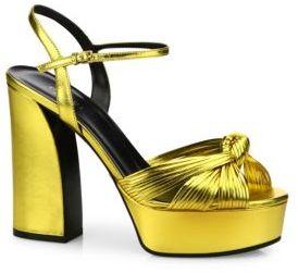 زفاف - Gucci Allie Knotted Metallic Leather Platform Sandals