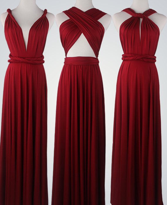 زفاف - Wine Red Bridesmaid Dress  Infinity Dress Convertible Dress Wrap Dress Multiway Dress Prom Dress Wedding Dress Cocktail Dress Maxi Dress