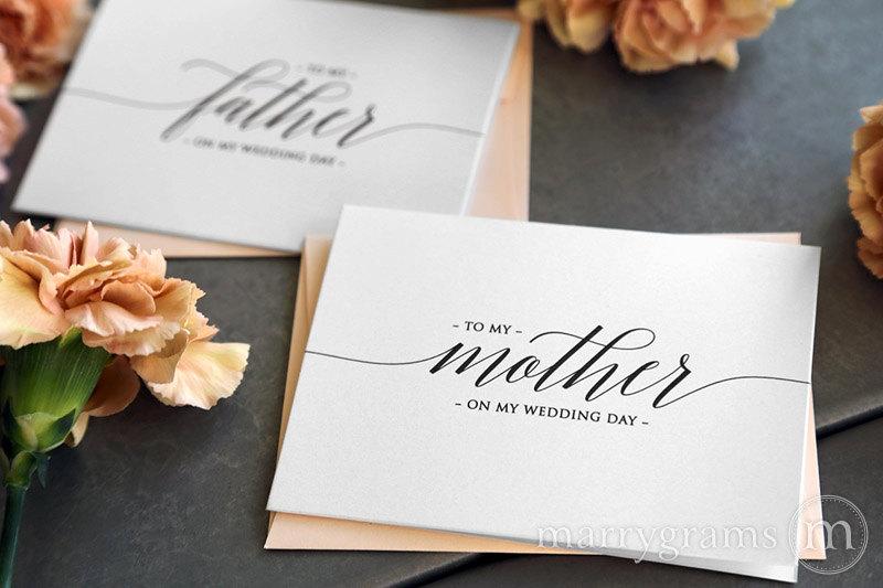 Hochzeit - Wedding Card to Your Mother and Father - To My Parents of the Bride Groom Cards - Stepmother, Stepfather On My Wedding Day (Set of 2) CS13