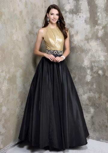 Mariage - Black A-line Halter Sleeveless Ruched Beading Open Back Satin Floor Length