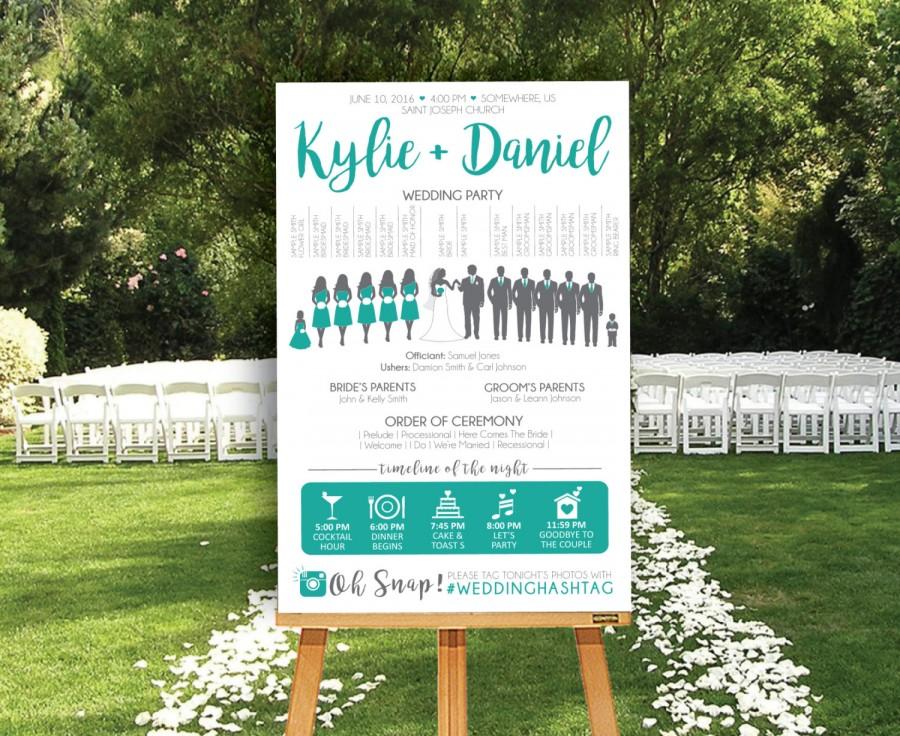 Mariage - UPGRADE COST - Wedding Program Poster Upgrade , "Add On / Upgrade" Wedding Party, Ceremony Program Poster