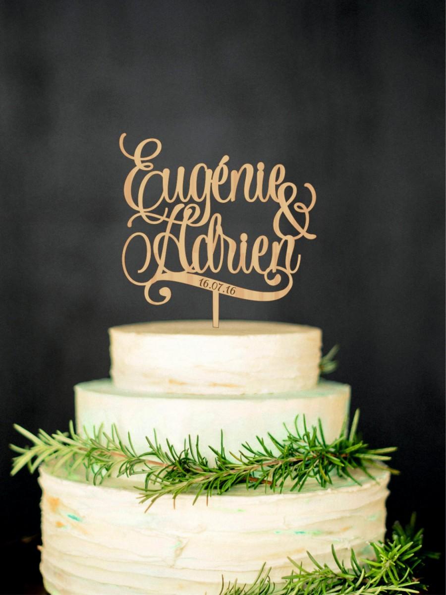Hochzeit - Wedding Cake Topper Custom Cake Topper Wood Cake Topper Personalized Names Cake Topper Silver Cake Topper Gold Cake Topper