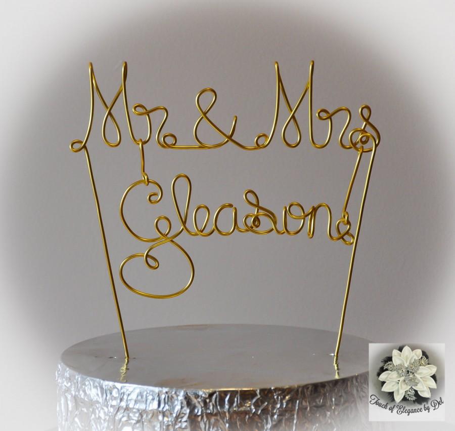 Hochzeit - MR&MRS Last Name Vintage Inspired Wire Name Cake Topper / Custom Name Cake Topper