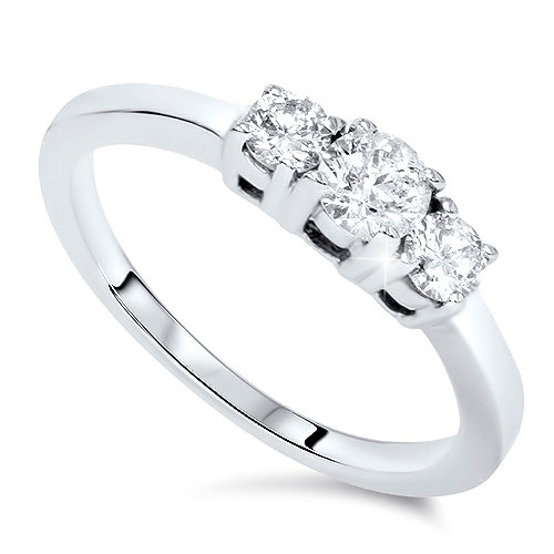 Свадьба - 1/4CT 3-Stone Diamond Ring 14 Karat White Gold
