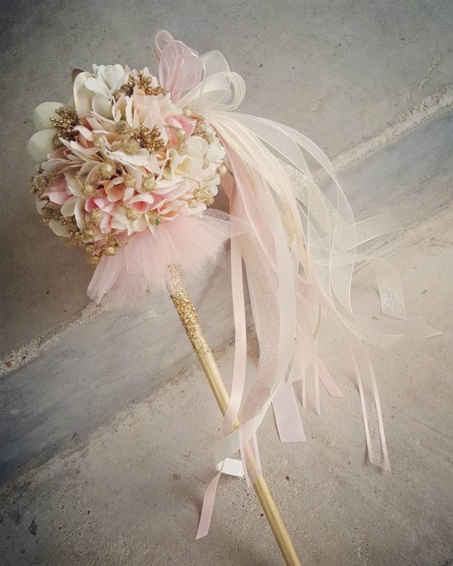 Wedding - TUTU Blush Magnolia Pom Wand Custom Order