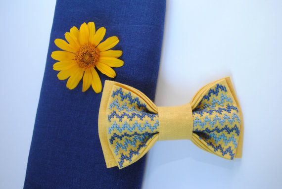 زفاف - Pray for Ukraine EMBROIDERED bow tie for patriots Ukrainian Independance Day Blue chevron Yellow blue flag Ukrainian diaspora Canada USA