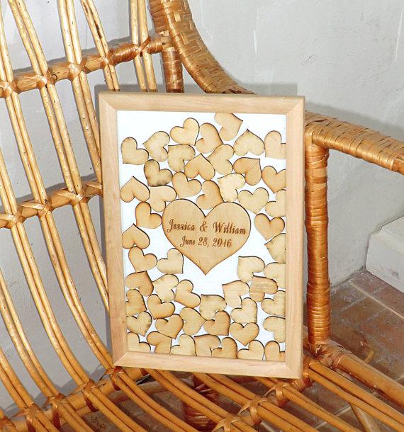 Hochzeit - Wedding Guest Book Alternative 3D Wedding Guest Book Personalised Wood Custom Wedding Guestbook Rustic Wedding Guest Book Heart Drop Top Box