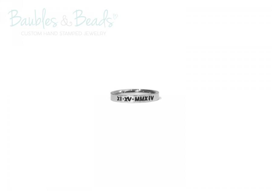 زفاف - Roman Numeral Ring - Personalized Rings - Custom Anniversary Ring - Silver Ring - Stackable Rings - Engraved - Roman Numeral - Wedding Gift