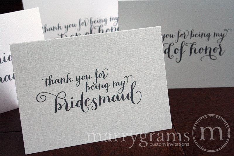 Mariage - Thank You for Being My Bridesmaid, Maid of Honor, Wedding Party, Groomsmen, Usher, Flower Girl Thank You Cards Bridal Party CS02 (Set of 6)