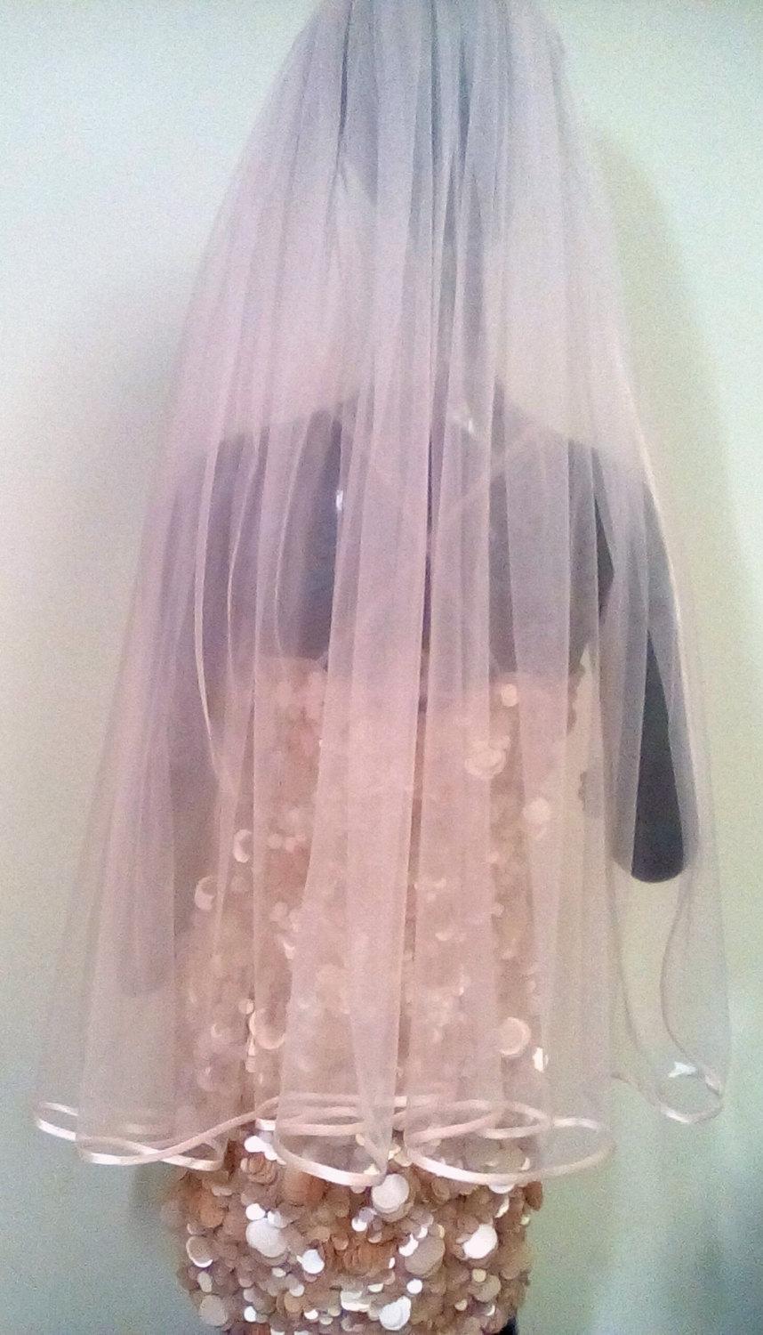 Свадьба - Powder Blush Pink Wedding veil Cathedral colorful veil. Wedding Veil bridal veil, soft tulle veil