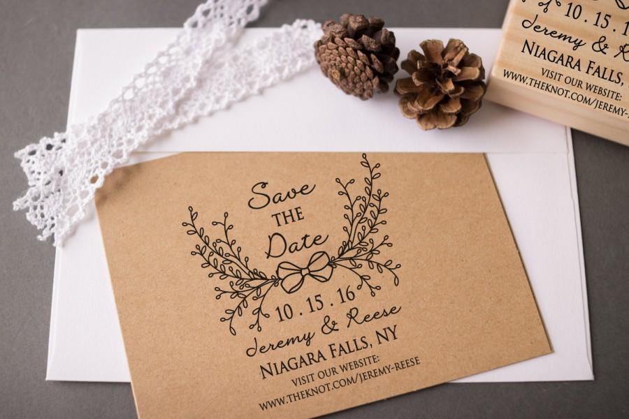 زفاف - Save the Date Rubber Stamp , Blooming Bouquet , Custom Names Date Website Wedding Rubber Stamp DIY Wedding