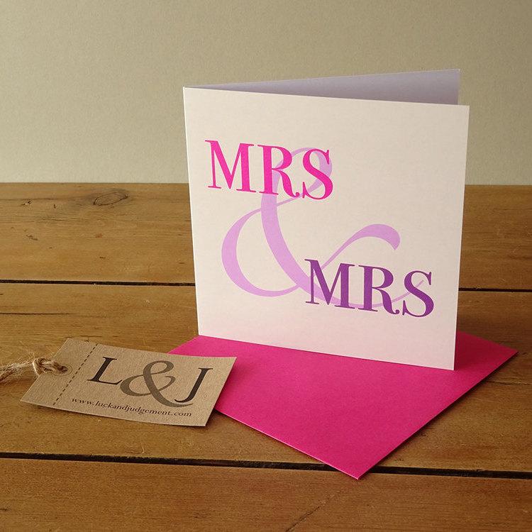 Wedding - Lesbian wedding card - Mrs & Mrs - lesbian engagement - lesbian wedding - lesbian girlfriend - valentine - her and her - lesbian couple gift