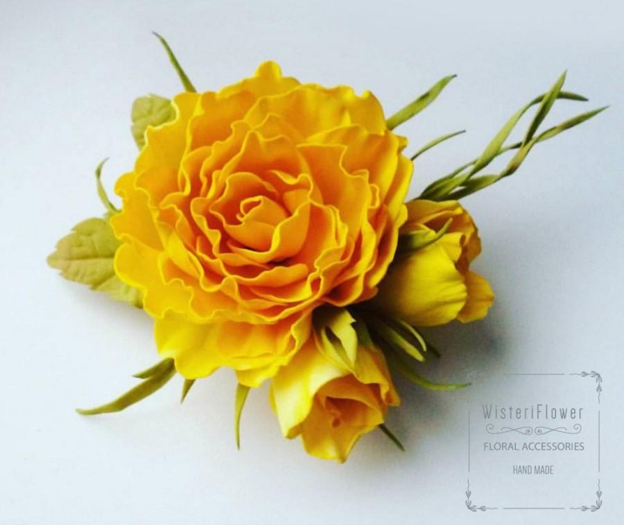 yellow rose hair accessories