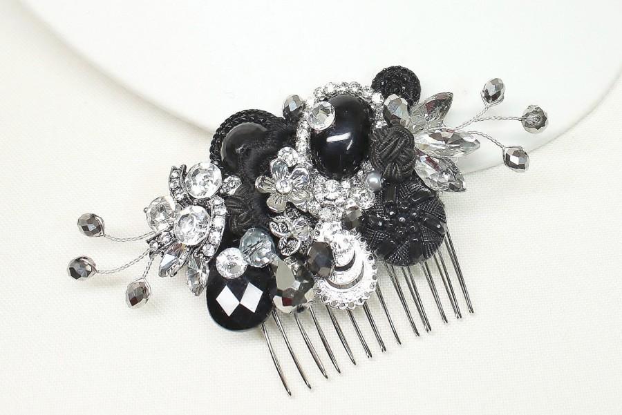 Black Rhinestone Hair Comb Black Hair Clip Black Hair Accessories Black