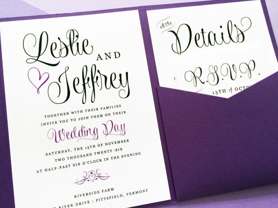 Hochzeit - Purple Wedding Invitation - Lavender Wedding Invitation - Wedding Wishes Pocket Invitation - Pocket Fold Wedding Invitation - Wedding Invite