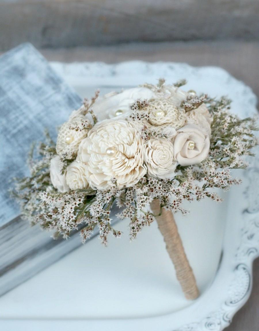 Hochzeit - Sola Flower Bouquet, Cream Sola Flowers, Ivory Sola Wood, Wildflower Bouquet, Natural Bouquet, Bridesmaids, Bridal Bouquets, Weddings