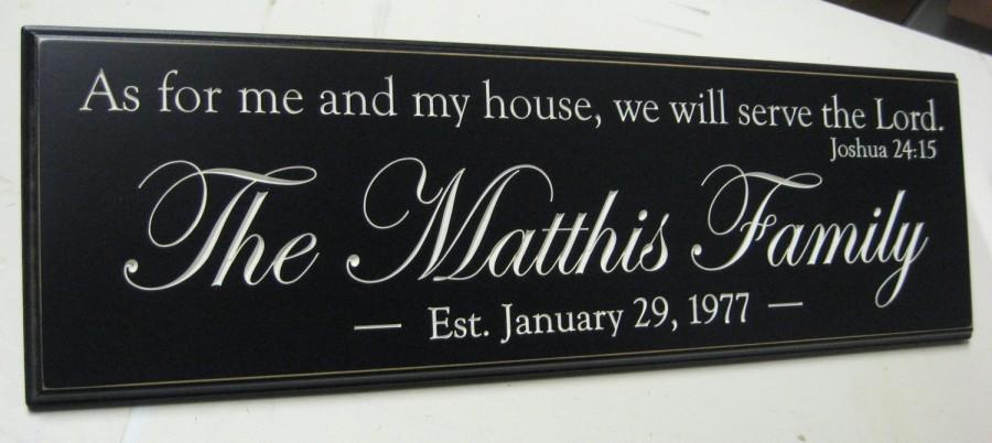 Mariage - As for me and my house, Joshua 24, Personalized Family Name Sign Plaque  Carved sign