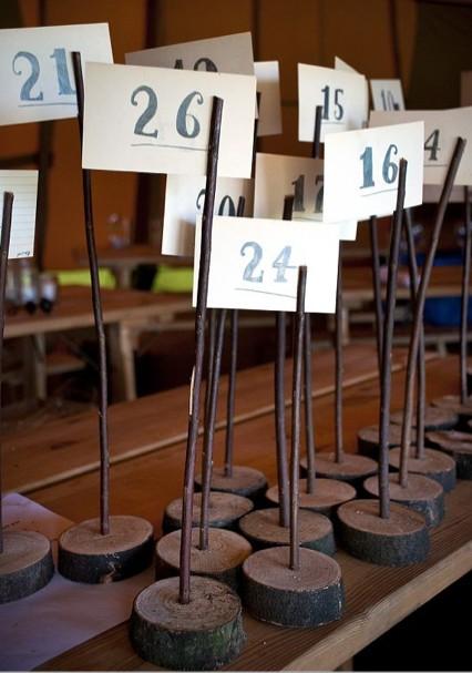 Hochzeit - 12 Wooden Table Number Holders - Wedding - Rustic / Shabby Chic / Vintage / Custom Typography / Wood Numbers Tables