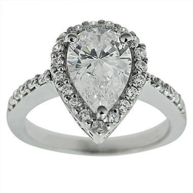 Wedding - Pear Engagement Ring With 1 Carat Pear Shape Diamond In Vintage Engagement Ring