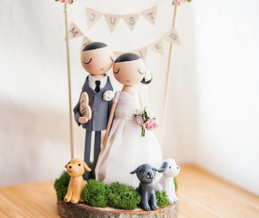 زفاف - Rustic Wedding Cake Topper,Cake Topper,Wooden Topper,Wooden Peg Doll,Wedding Gift,Personalized,Boho wedding cake topper