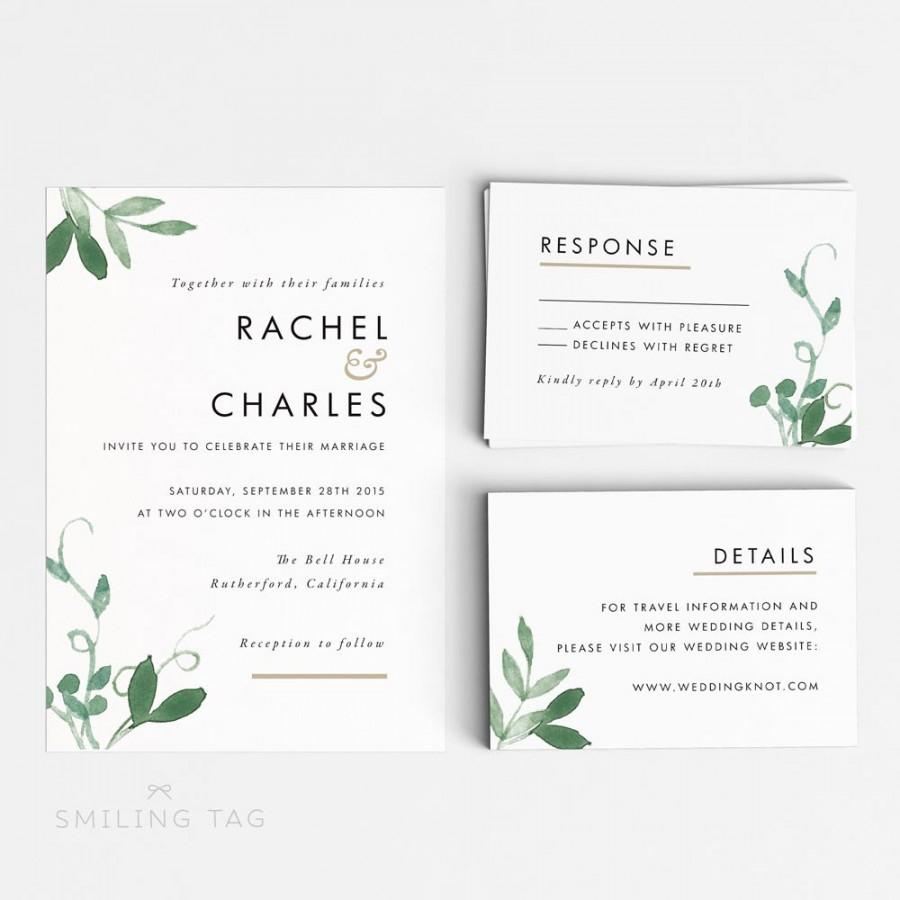 Printable Wedding Invitation Set Modern Botanical Wedding Invites Ready To Print Pdf Rsvp Card Letter Or A4 Size Item Code P127 2533846 Weddbook